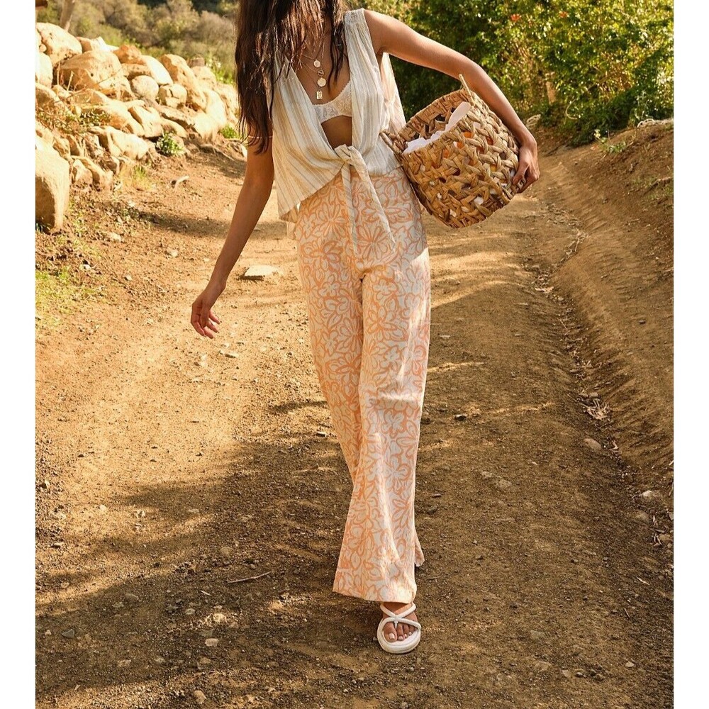 FREE PEOPLE Love So Right Cotton Wide Leg Pants - Color: Orange, Size 14  NWOT